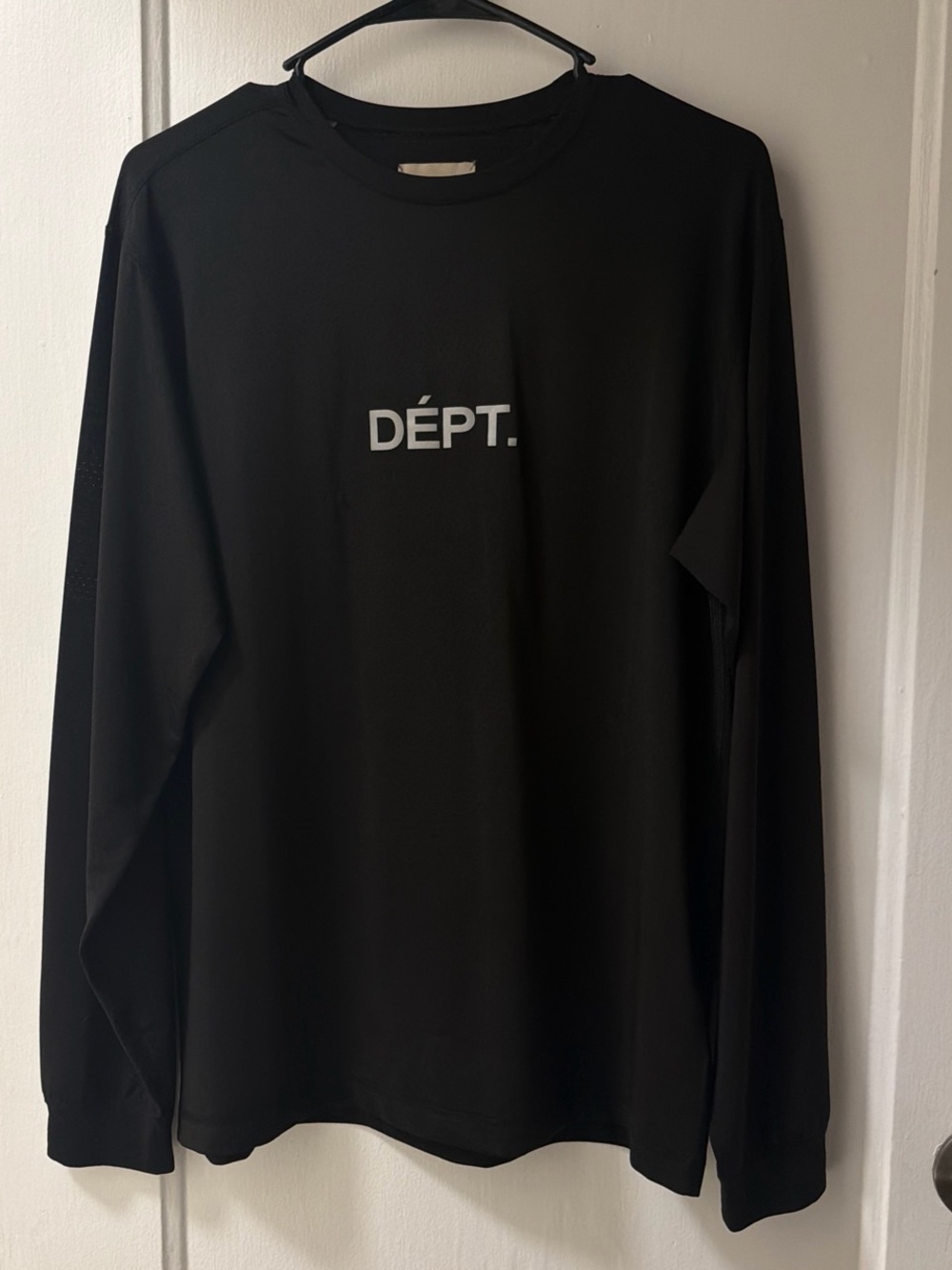 Black Gallery Dept Department. long sleeve shirt with white text reading 'DÉPT.'
